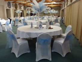 sky blue and  white event
